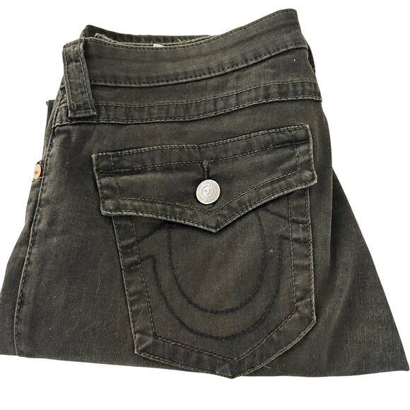 True Religion Curvy Skinny Jeans Women’s SZ 32 Green Denim Y2K Retro Streetwear - Picture 4 of 9